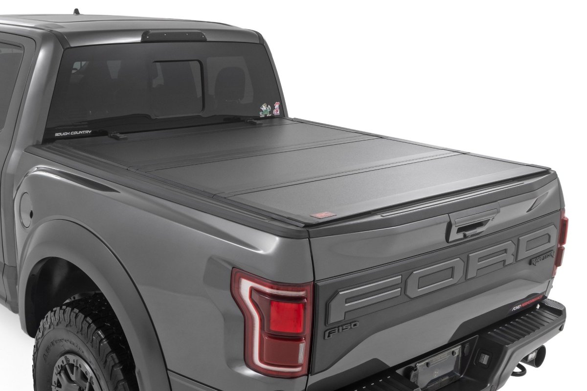 Ford F-150 Lightning Hard Tri-Fold Flip Up Bed Cover - Rough Country - '22-'24